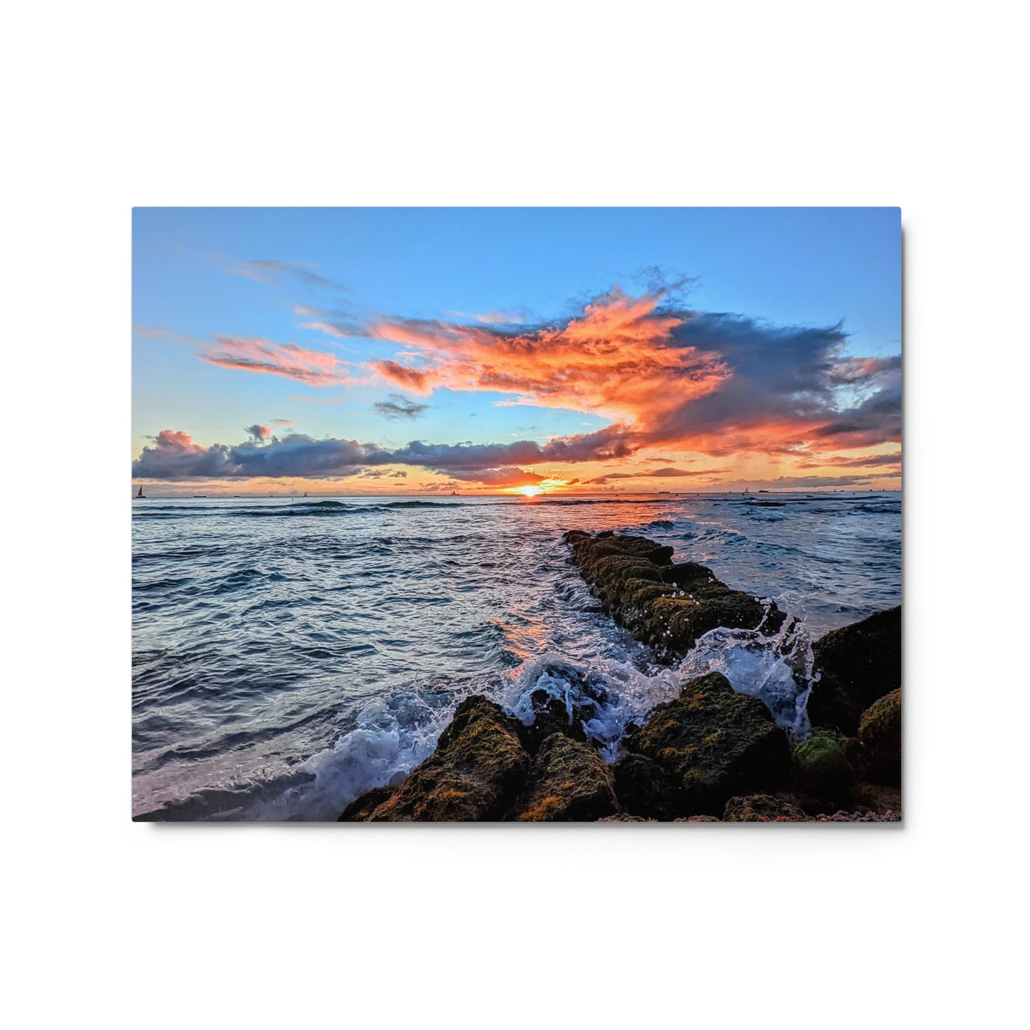Ocean’s Embrace Hawaii Sunset Metal Poster
