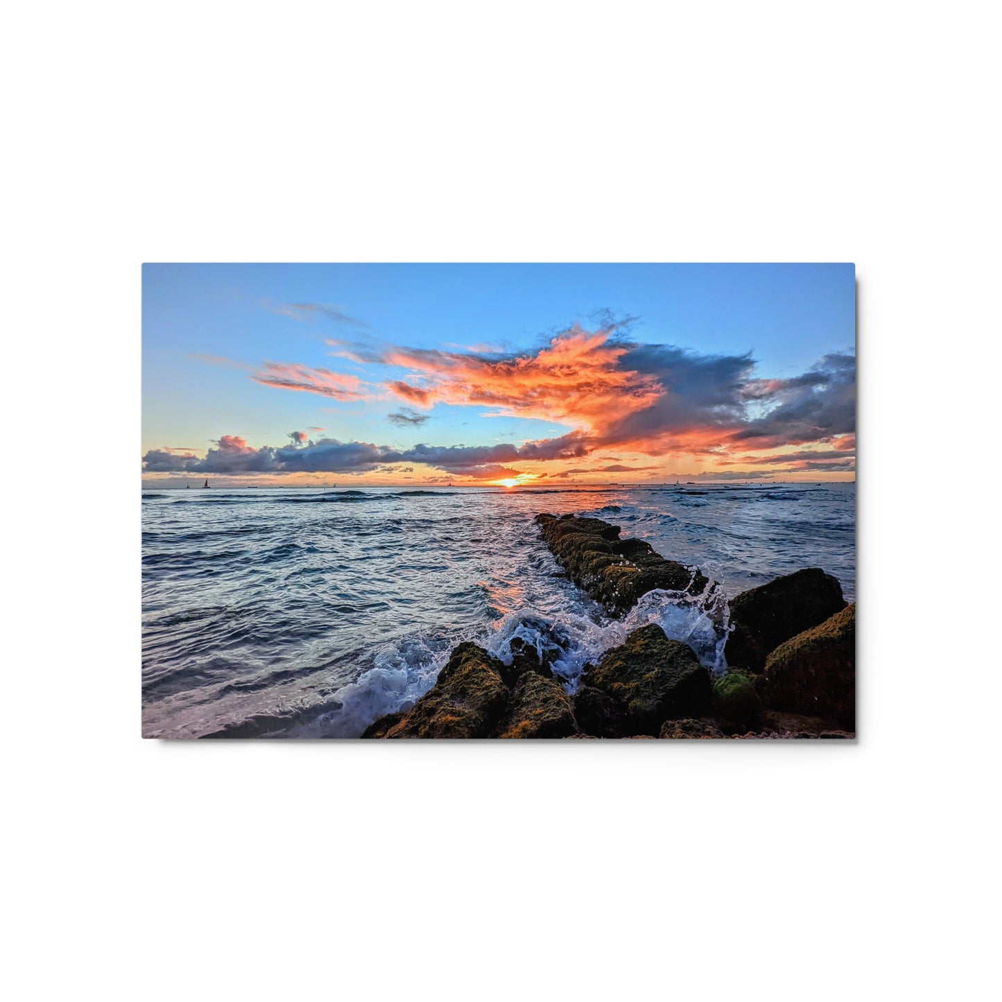 Ocean’s Embrace Hawaii Sunset Metal Poster