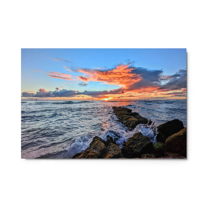 Ocean’s Embrace Hawaii Sunset Metal Poster
