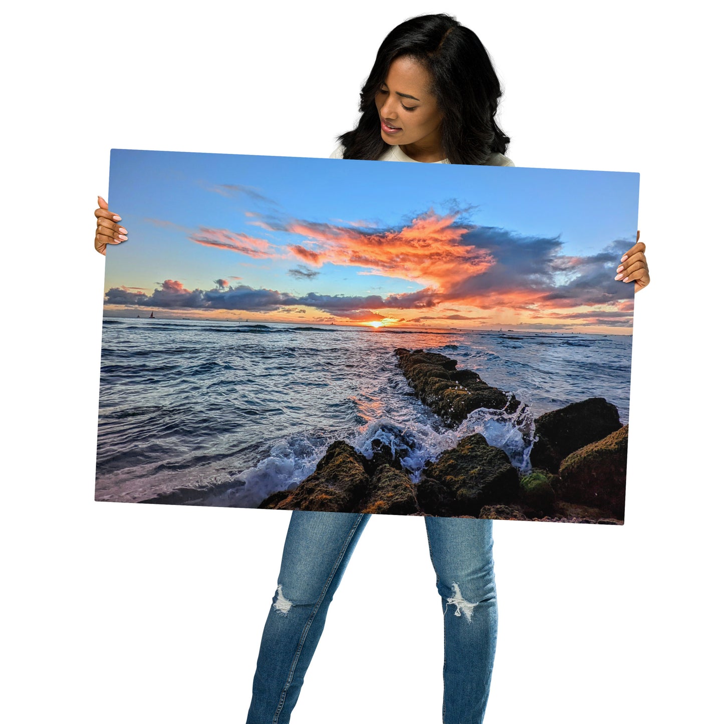 Ocean’s Embrace Hawaii Sunset Metal Poster