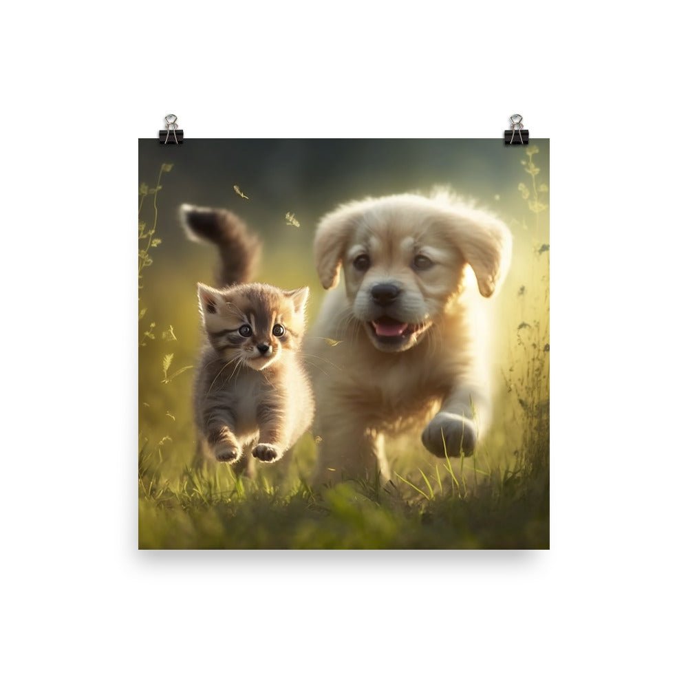 Cat and Dog Running Through Field - Waywardthird -