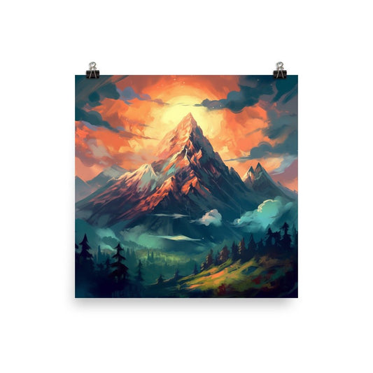 Mountain Sunset Painting 1 - Waywardthird -